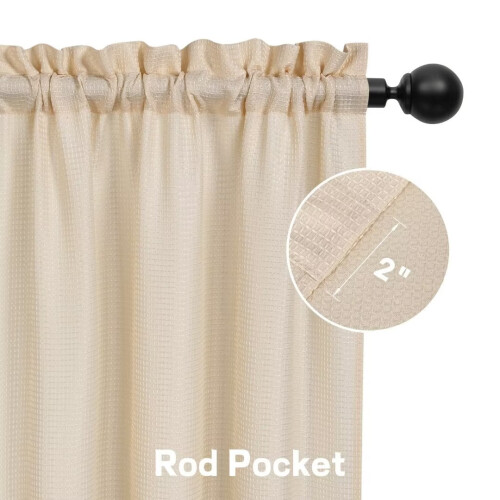 Short Waffle Weave Tier Curtains for Bedroom Kitchen 2
