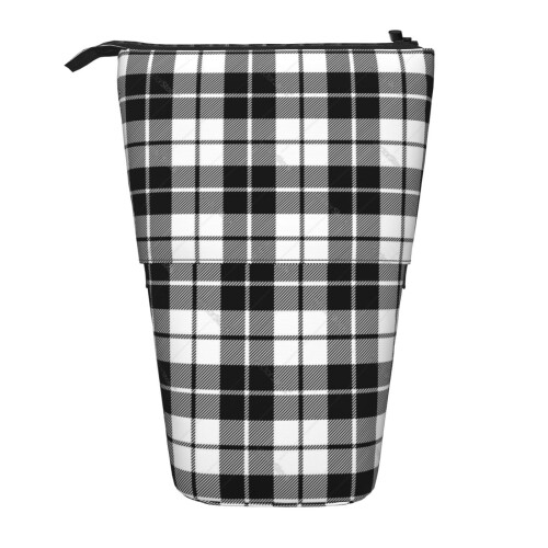 Black Tartan Fabric Pencil Pouch 1 Pack 1