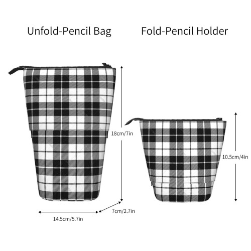Black Tartan Fabric Pencil Pouch 1 Pack 2