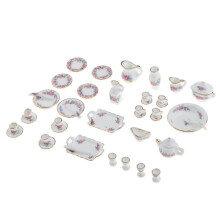 Flowers Porcelain Plate Ceramic Tea Set 40 Pieces