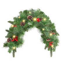 Huarll Christmas wreath with LED lights and berries 35in