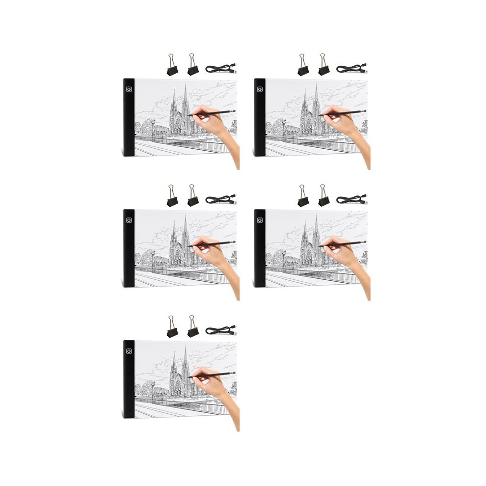 5X A4 Led Light Board, 3 Level Dimmable Brightness Usb Power Crafts Light Table For Tracing, Light Drawing Sketch Pad 6032135401418