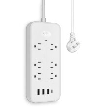 Htovila surge protector socket with 8 AC outlets 1 USB-C 3