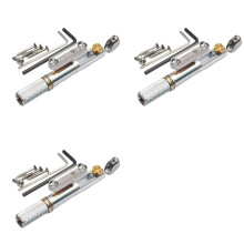 3X Saddle Headless Electric Guitar Bridge Tailpiece with Wrench for Headless Electric Guitar Silver