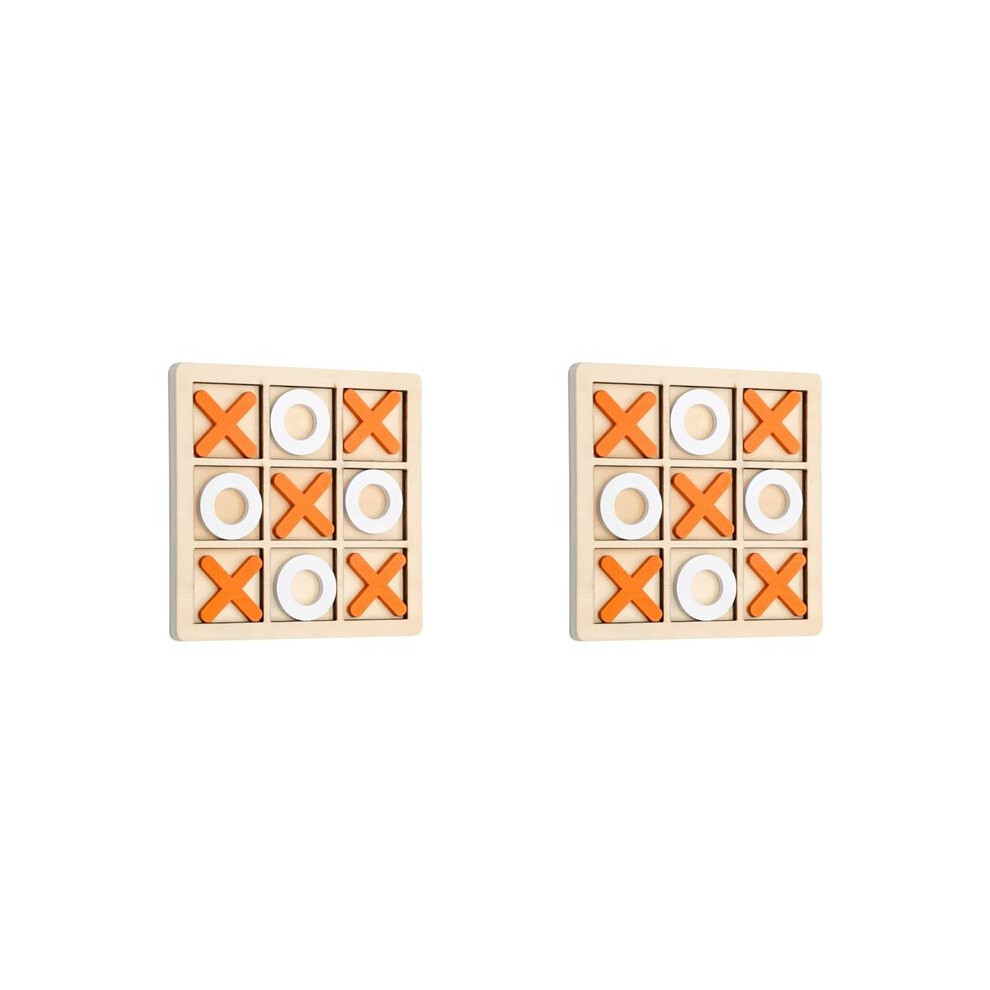 2X Wooden Board Tic-Tac Toe Game Xo Table Game Toy Classical Family Children Puzzle Game Educational Toys Orange + White 6032367167038
