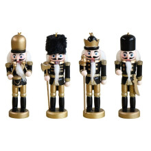 Wooden Soldier Nutcracker Ornament Gold Black Glitter