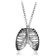 Ribcage Necklace Steampunk Skeleton Pendant 3D Silver