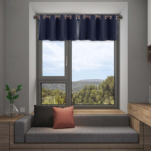 Navy thermal insulated valance curtains 29x14 in 1 panel 1