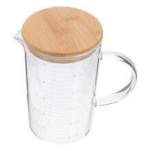 Glass Water Pitcher with Wooden Lid and Handle 1000ml