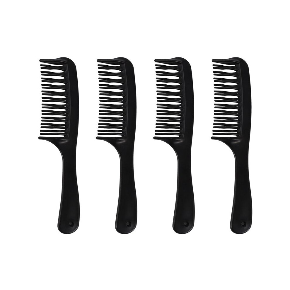 Typecat 4X Black Double Row Tooth Detangler Hair Comb Shampoo Comb With Handle For Long Curly Wet Hair