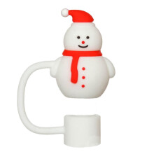 Snowman Straw Cover Silicone 10mm Christmas Style