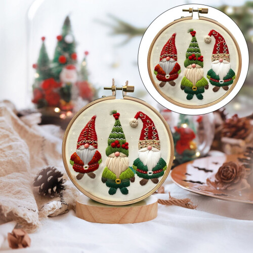 Christmas Embroidery Kit Stamped Pattern for Adults and