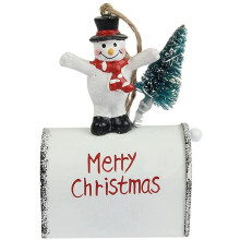 Christmas mailbox decoration with Santa, snowman, reindeer