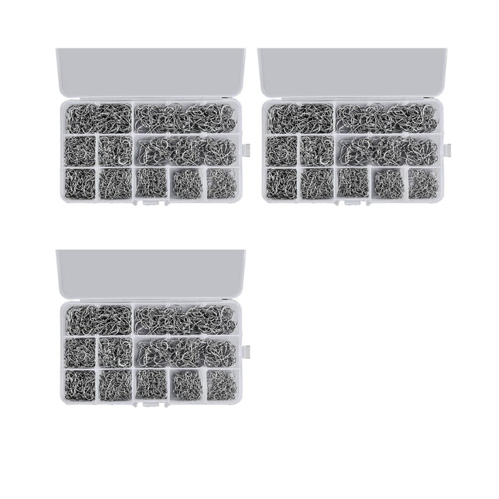 3000 Pcs Fishing Hooks Set High Carbon Steel Barbed Fishhooks For Saltwater Freshwater Fishing Gear 6031199700529