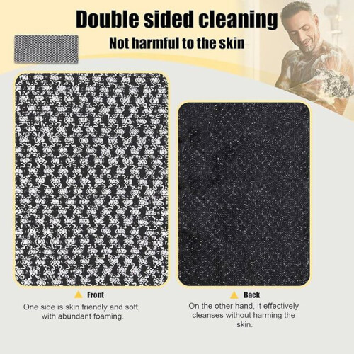 Peeling-Duschhandtuch – KJEHOME – Doppelseitig – Schwarz – Extra lang – Wiederverwendbar 2