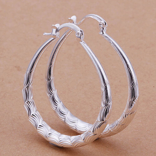 Rygai 925 Sterling Silver U-Shape Hoop Dangle Earrings 1