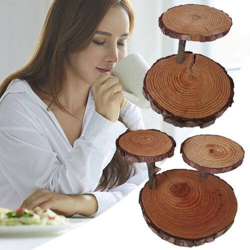 Wooden wedding cake stand two-tier rustic 3-tier
