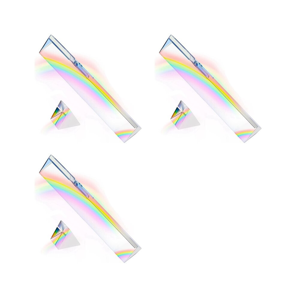 6Pcs Clear Triangular Prism,6&1In Lengths Optical Prisms For Teaching Light Spectrum Physics And Photo Photography Prism 6031281551763