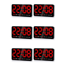 6X Horloge Murale Numérique, Horloge Numérique LED de 9 Pouces, Grand Écran avec 12/24 Heures, Gros Chiffres, Petite Horloge Murale Silencieuse