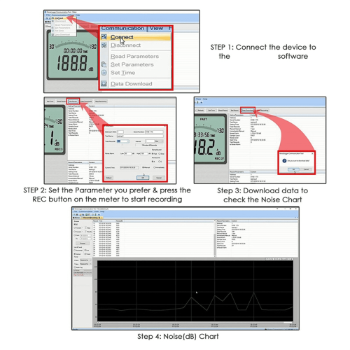 Noise Sensor Decibel Meter 30-130 dB USB Recording 2