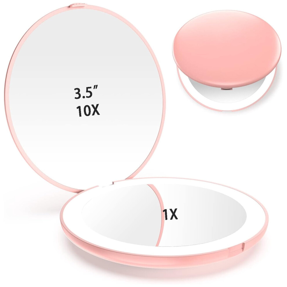 LED Travel Makeup Mirror 1X/10X 3.5 Inch Folding