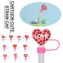 Valentine's Day silicone straw cover cap 1 piece