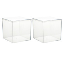 Clear plastic square candy boxes storage gift 2 pcs
