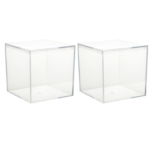 Clear plastic square candy boxes storage gift 2 pcs