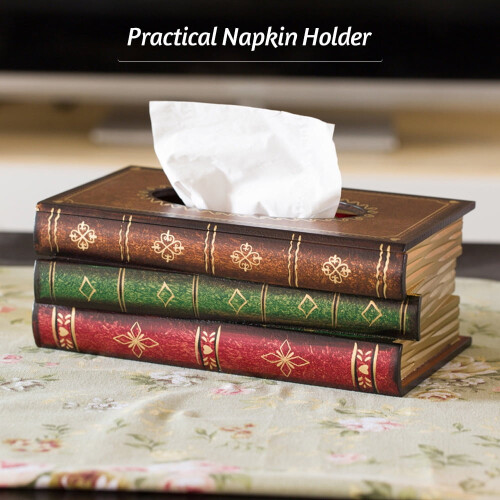 Napkin Holder Antique Book-Style Tissue Box