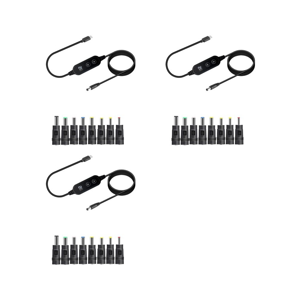 Photos - Cable (video, audio, USB) 3X USB C to Power Boost Cable Type C to PD 65W Fast Charging Adjustable 5V/9V/12V/15V/20V Boost Converter Cable