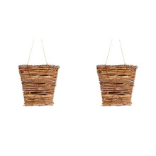 2X Door Decoration Flower Arrangement Small Flower Basket Rattan Basket Pendant Interior Decoration
