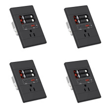 4X USB C Wall Outlet with GaN PD20W USB-C&USB-A&Retractable USB C/-Cables,Tamper-Resistant,15A 125V,Black