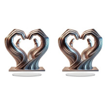 2X Love Finger Statue Heart-Shape Acrylic Hands Sculpture Modern Art Crafts Home Decor Aesthetic Decoration for Bedroom