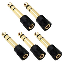 Audio Adapter Gold-Plated 6.35mm Male to 3.5mm Female 5 pcs