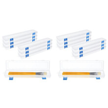 12Pcs Plastic Paint Brush Storage Box,13 Inch Clear Paint Brush Holder Drawing Pen Container with Buckle Plastic Paint