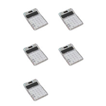 5X Rhinestone Crystal Dazzling 12 Digit Solar e Battery Dual Power, LCD Display Calculator para Office, School Branco