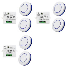 6x RF 433MHz Wireless Light 220V 10A Relay Receiver Round Button Wall Panel Remote Control LED Lamp