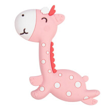 Pink deer silicone baby teether for 0-12 months