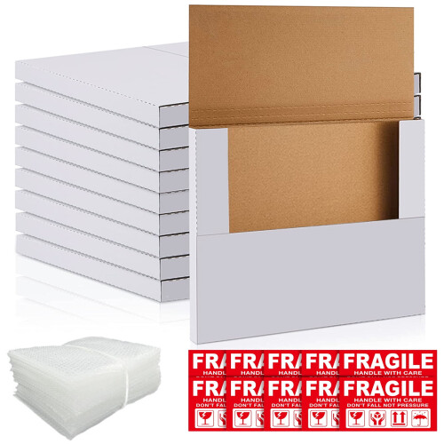 Vinyl Mailers White 12.6x12.6x1 Inch 10-Pack
