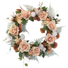 Artificial Rose Wreath Spring Summer Door Decor
