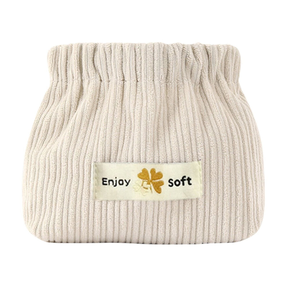 Cosmetic Storage Bag Corduroy Portable Small Bag White
