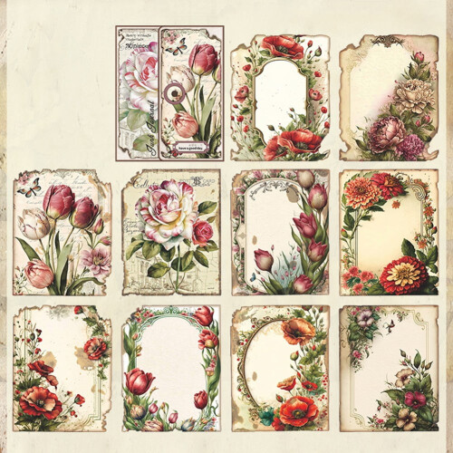 Vintage Scrapbooking Paper Pack 30 Sheets Red Ocean