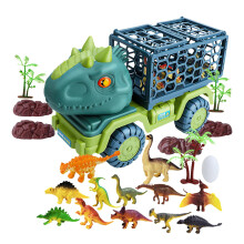 Dinosaur Truck Toy with Figures, Pull-Back Transport