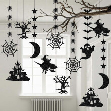 Black Halloween Hanging Banner Decorations 12 Pack