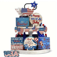 Husfou farmhouse Independence Day wood table decoration set