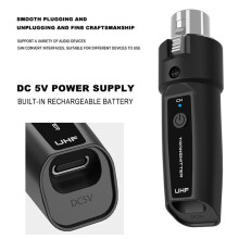 2X Wireless XLR Transmitter and Receiver Set, Rechargeable Audio Signal Adapter for Mixers, Mics, Electric Guitars