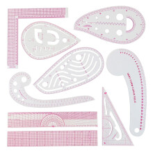 Clear Metric Sewing Ruler Set with French Curve, 9-Piece