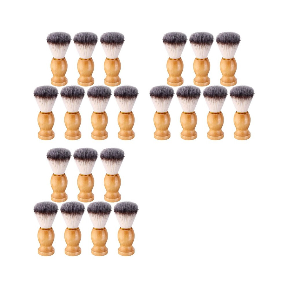 Semoic 21Pcs Men Shaving Brush Wood Handle, Salon Tools Hand Crafted Shaving Brush Wood Handle Shave Brushes Hair Brush