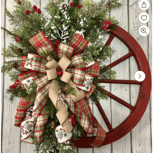 Wagon Wheel Wreath Rustic Wooden 12 Inch