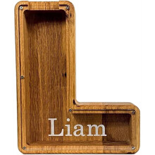 Wooden Piggy Bank Personalized Letter Design 1 Piece